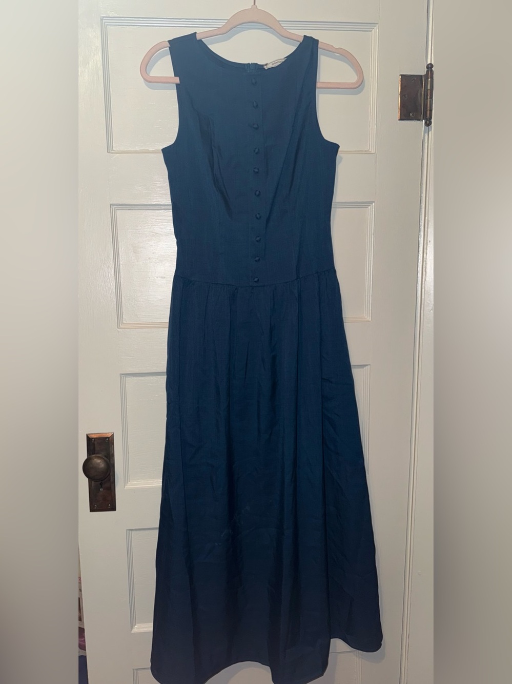 RIHOAS Navy Sleeveless Button-Front Drop Waist Dress NWT
